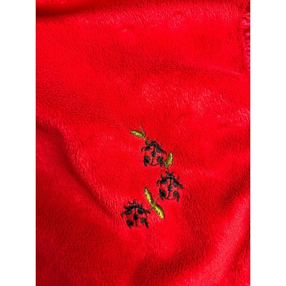 FAST SHiP Bearington Collection Lovey Ladybug Satin Trim Security Blanket Red